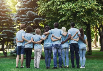 A group of volunteers standing together.