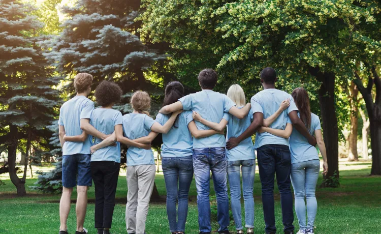 A group of volunteers standing together.