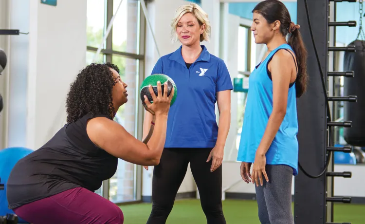 Personal training helping a financial assistance recipient