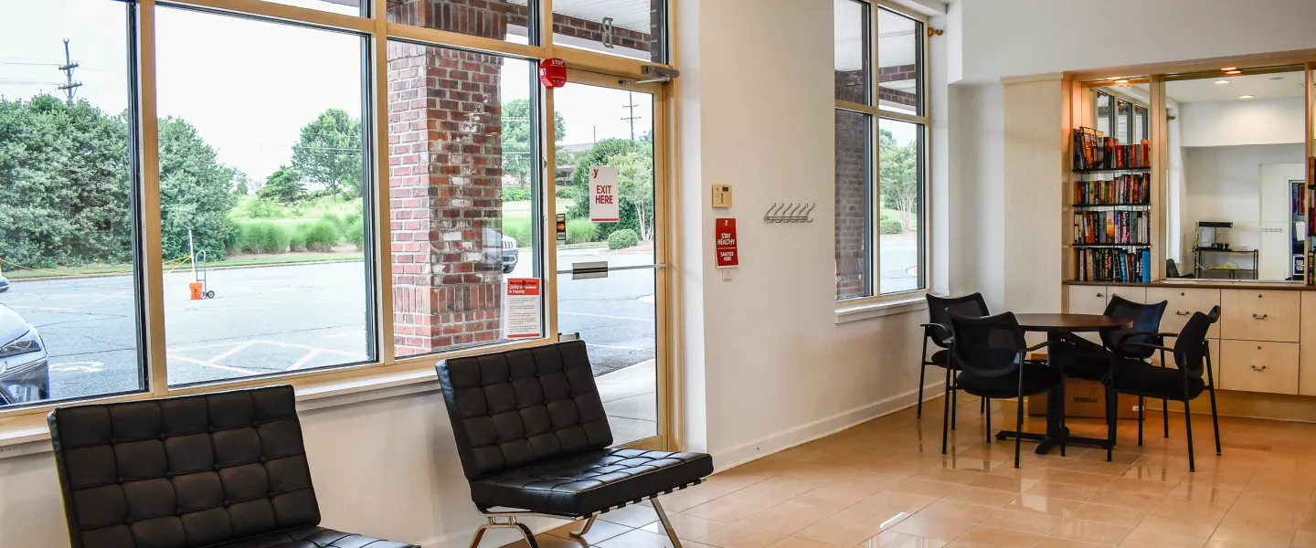 A photo of the Stoney Creek YMCA's lobby.