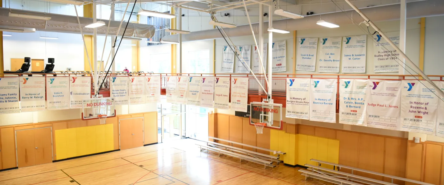 An overhead photo of the Hayes-Taylor YMCA's gym.