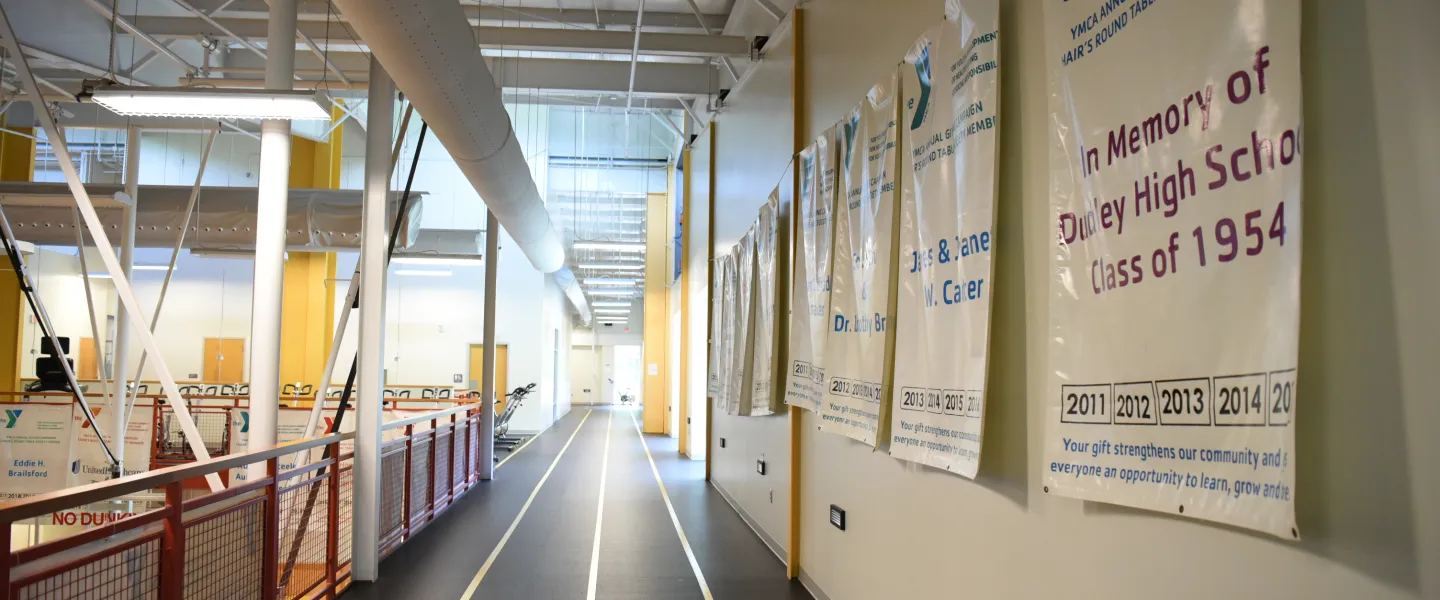 A photo of the Hayes-Taylor YMCA's indoor track.