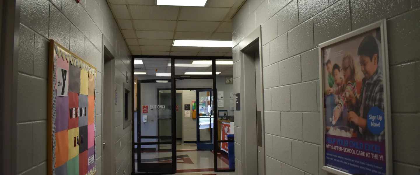 A hallway in the Reidsville YMCA.