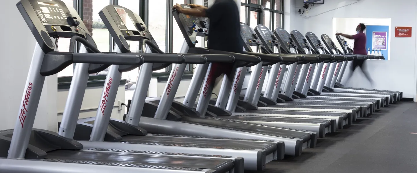 A photo of treadmills at the Stoney Creek YMCA.