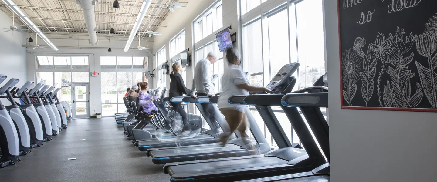 Walking on treadmill. 