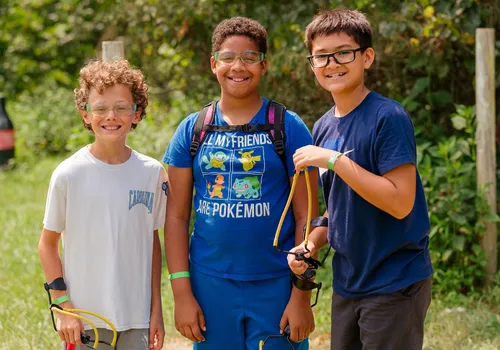 Three children at Camp Weaver at YMCA of Greensboro